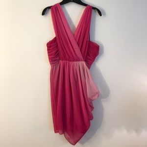 Pink Ombré Mini Dress with Asymmetrical sweep